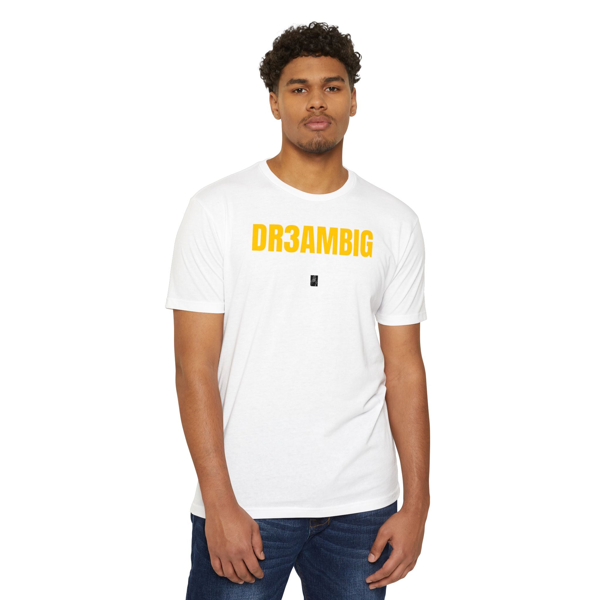 Dream Big Yellow Text T-Shirt — Bold Motivational Graphic Tee