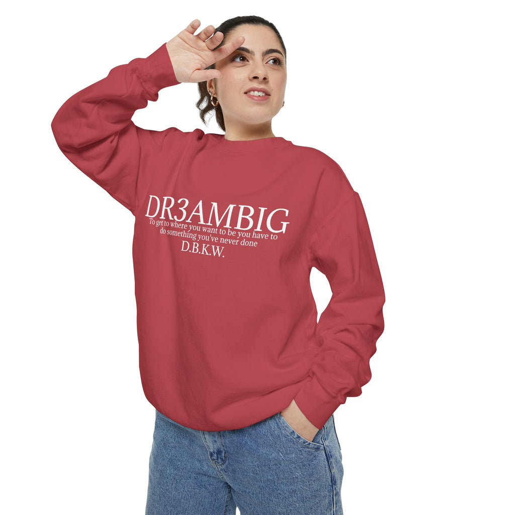 Dream Big Sweatshirt — 'DR3AMBIG' Motivational Garment-Dyed Crewneck