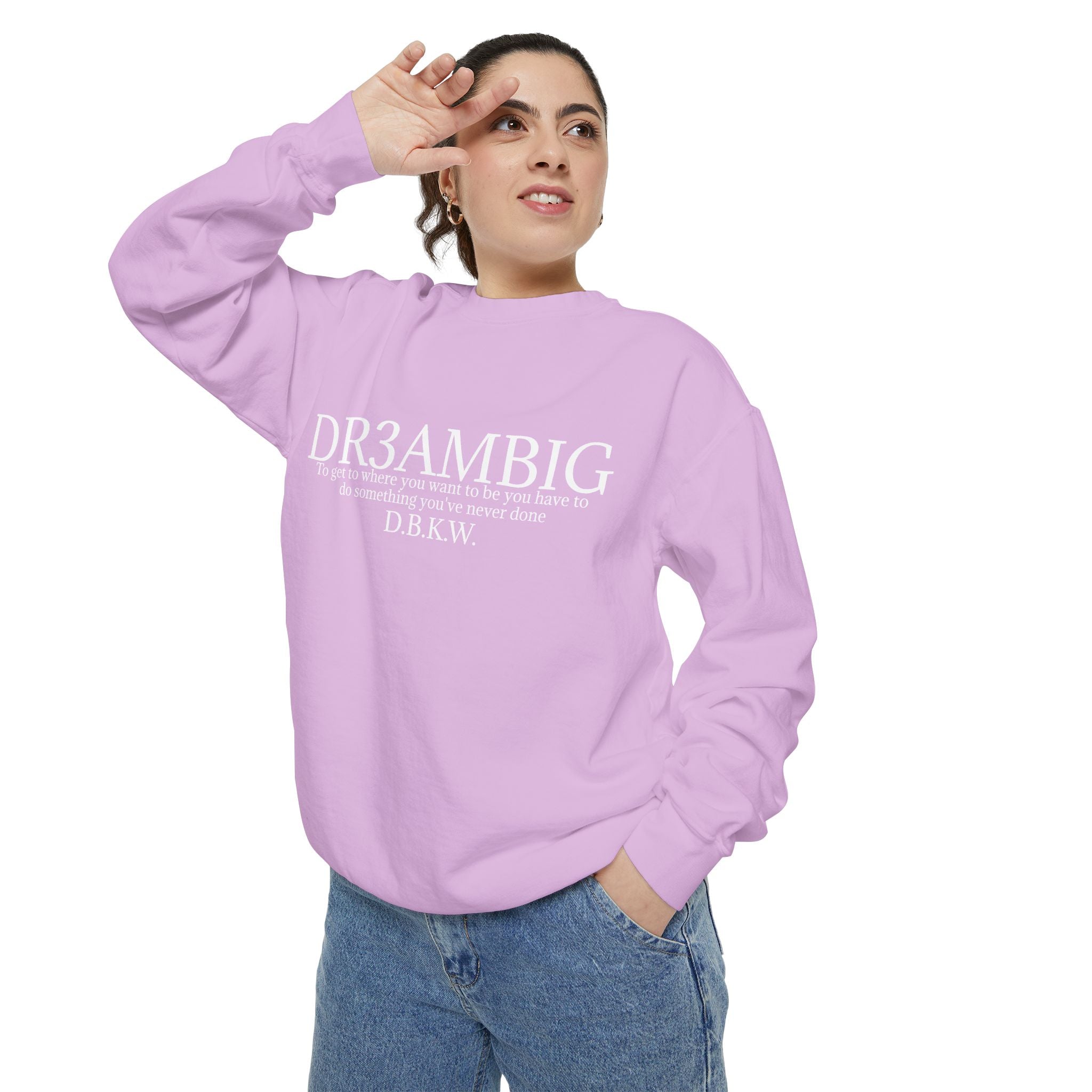 Dream Big Sweatshirt — 'DR3AMBIG' Motivational Garment-Dyed Crewneck