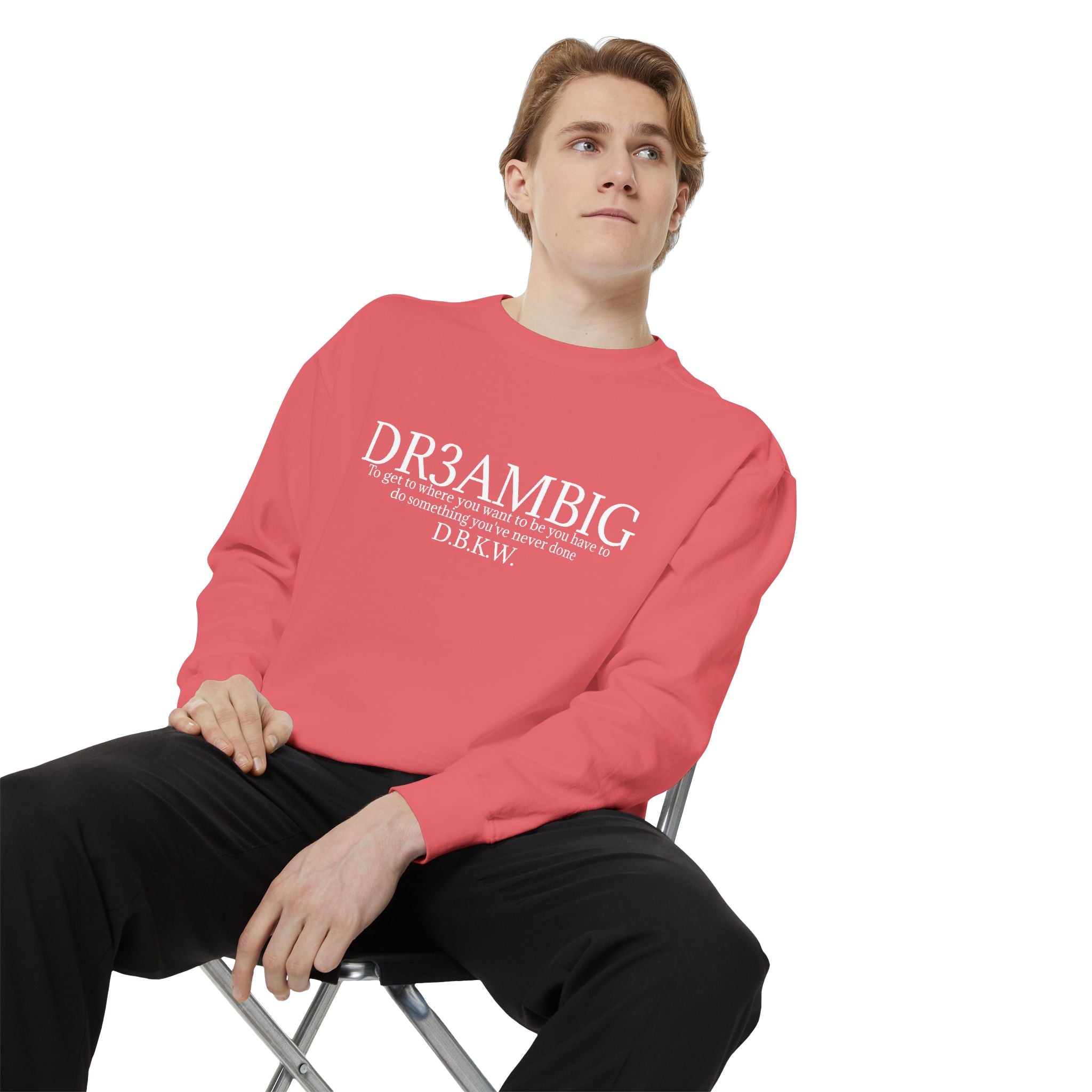 Dream Big Sweatshirt — 'DR3AMBIG' Motivational Garment-Dyed Crewneck