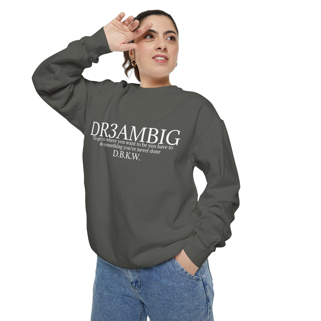 Dream Big Sweatshirt — 'DR3AMBIG' Motivational Garment-Dyed Crewneck