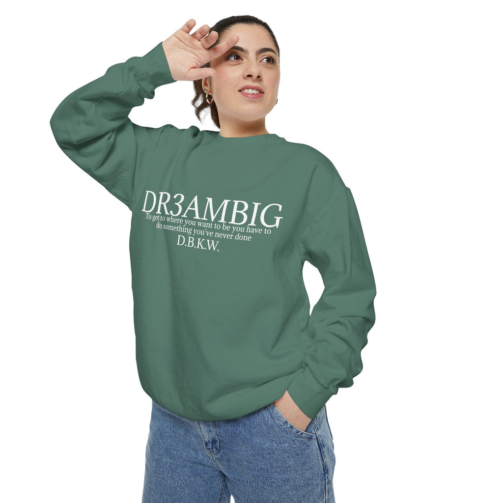 Dream Big Sweatshirt — 'DR3AMBIG' Motivational Garment-Dyed Crewneck