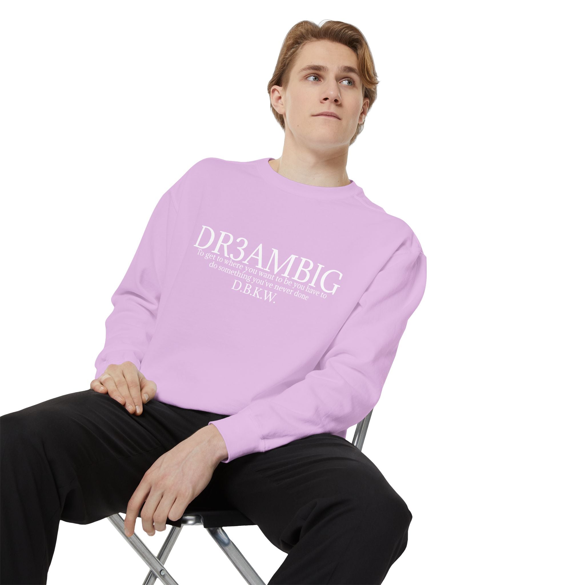 Dream Big Sweatshirt — 'DR3AMBIG' Motivational Garment-Dyed Crewneck