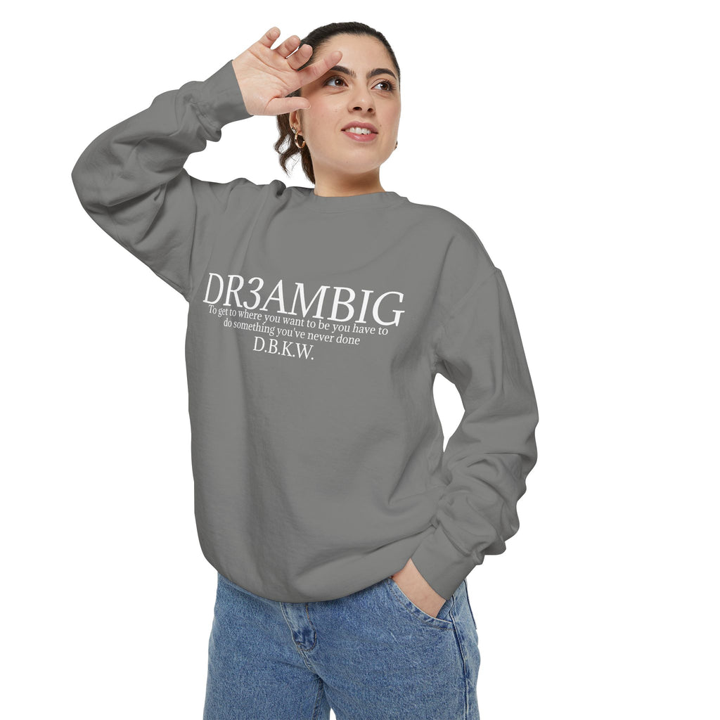 Dream Big Sweatshirt — 'DR3AMBIG' Motivational Garment-Dyed Crewneck