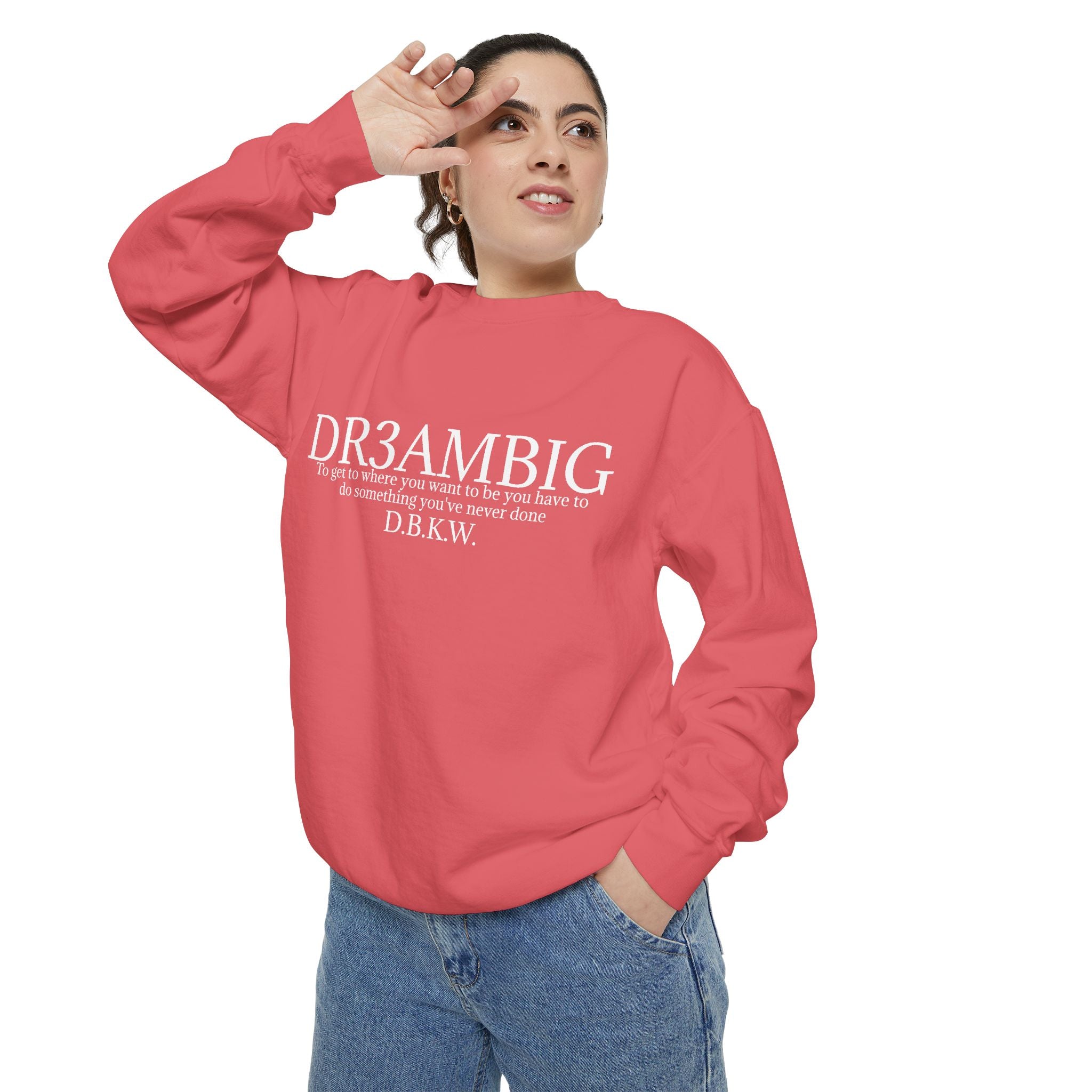 Dream Big Sweatshirt — 'DR3AMBIG' Motivational Garment-Dyed Crewneck