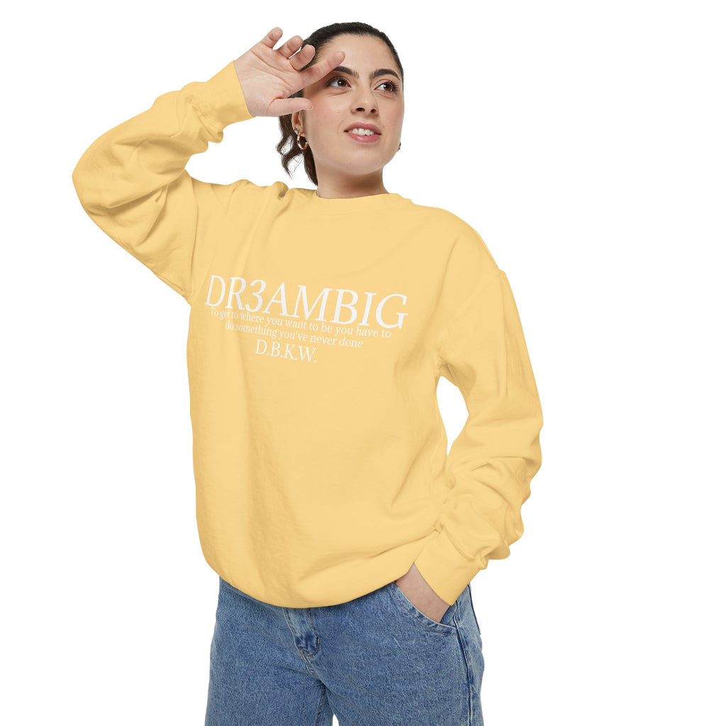 Dream Big Sweatshirt — 'DR3AMBIG' Motivational Garment-Dyed Crewneck