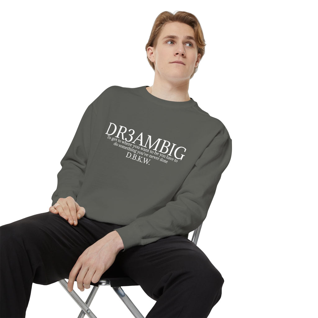 Dream Big Sweatshirt — 'DR3AMBIG' Motivational Garment-Dyed Crewneck