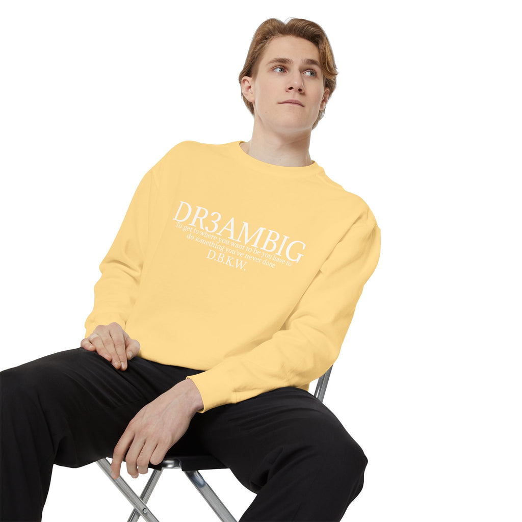Dream Big Sweatshirt — 'DR3AMBIG' Motivational Garment-Dyed Crewneck